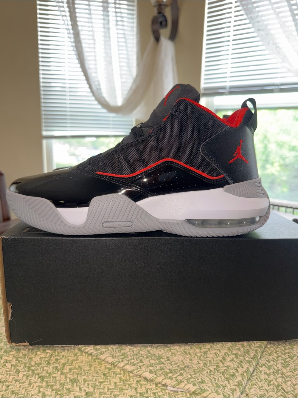 Jordan Stay Loyal Black and Red Men's Sneakers size 11.5 new/box without lid!